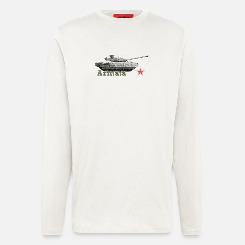 Panzer Silhouette mit rotem Stern - Langarmshirt - made by SPREAD  - OFF WHITE