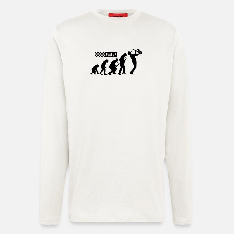 Évolution du ska – British 2 Tone Music Design - Manches longues bio décontracté fabriqué en UE - OFF WHITE