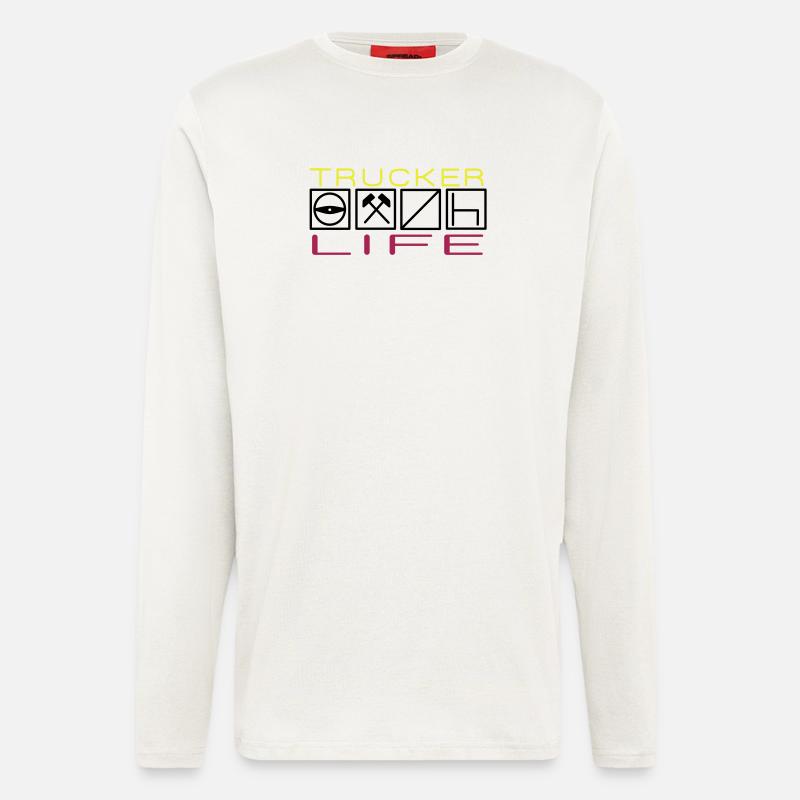 Trucker Life,Berufskraftfahrer,Fernfahrer - Langarmshirt - made by SPREAD  - OFF WHITE