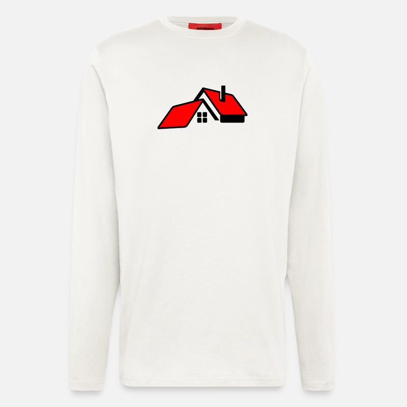 Haus mit rotem Dachlogo - Langarmshirt - made by SPREAD  - OFF WHITE