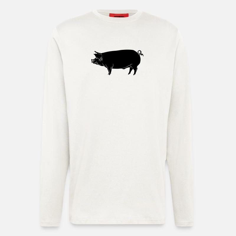 Schweinsschatten-Bild-Logo - Langarmshirt - made by SPREAD  - OFF WHITE