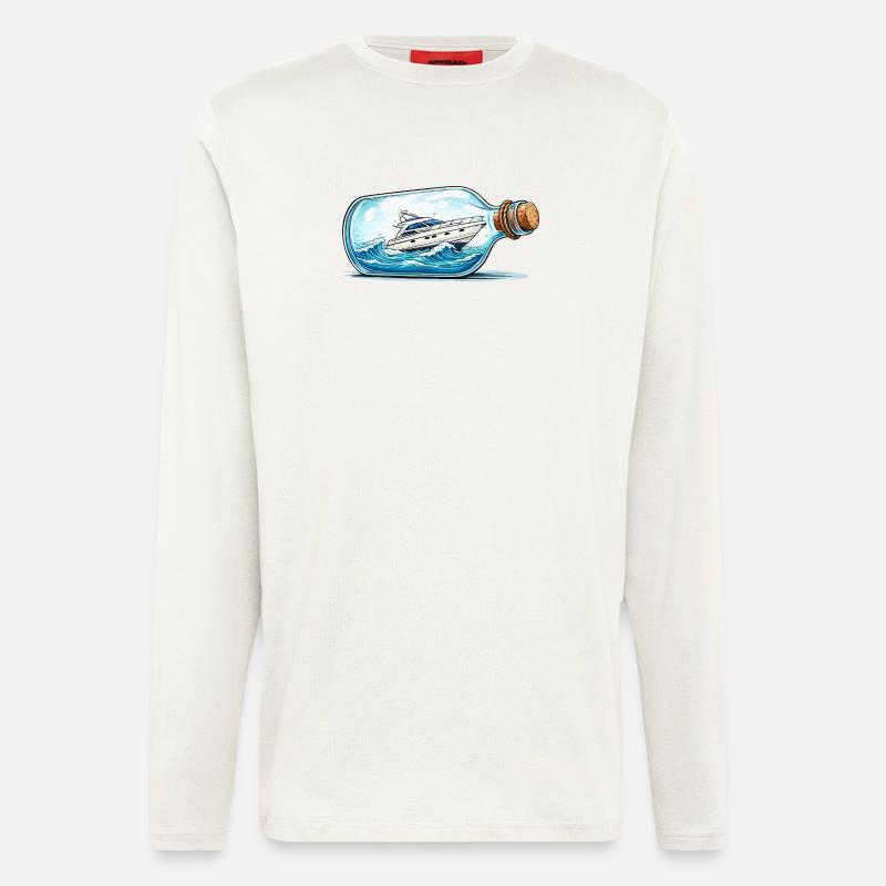 Flaschenboot auf hoher See - Langarmshirt - made by SPREAD  - OFF WHITE