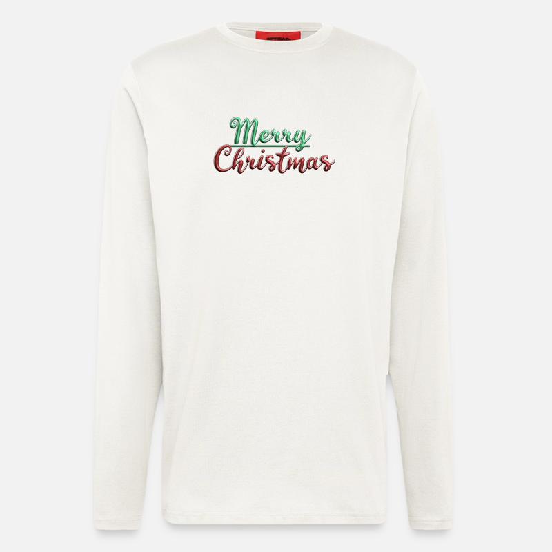 Merry Christmas - Manches longues bio décontracté fabriqué en UE - OFF WHITE