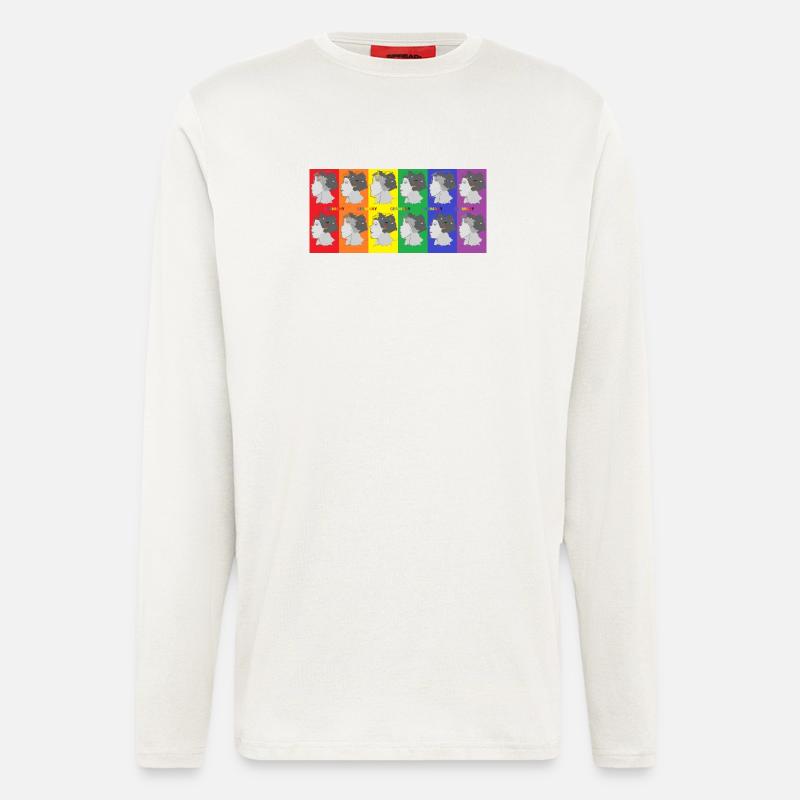 Frau mit farbiger Pop Art Illustration - Langarmshirt - made by SPREAD  - OFF WHITE