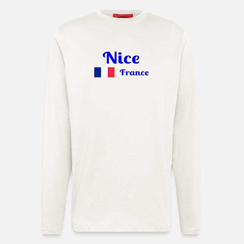 Nizza Frankreich - Stilvolle Drucke - Langarmshirt - made by SPREAD  - OFF WHITE