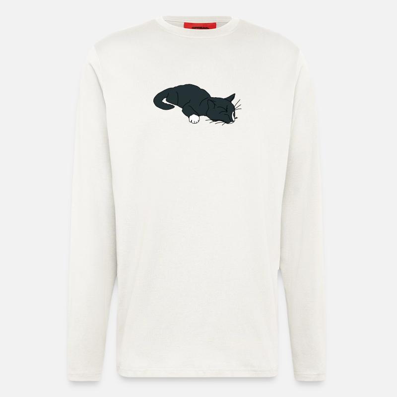 Chat endormi - Manches longues bio décontracté fabriqué en UE - OFF WHITE