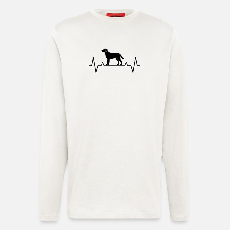 Geschenkidee Hundemama Labrador Herzschlag EKG - Langarmshirt - made by SPREAD  - OFF WHITE
