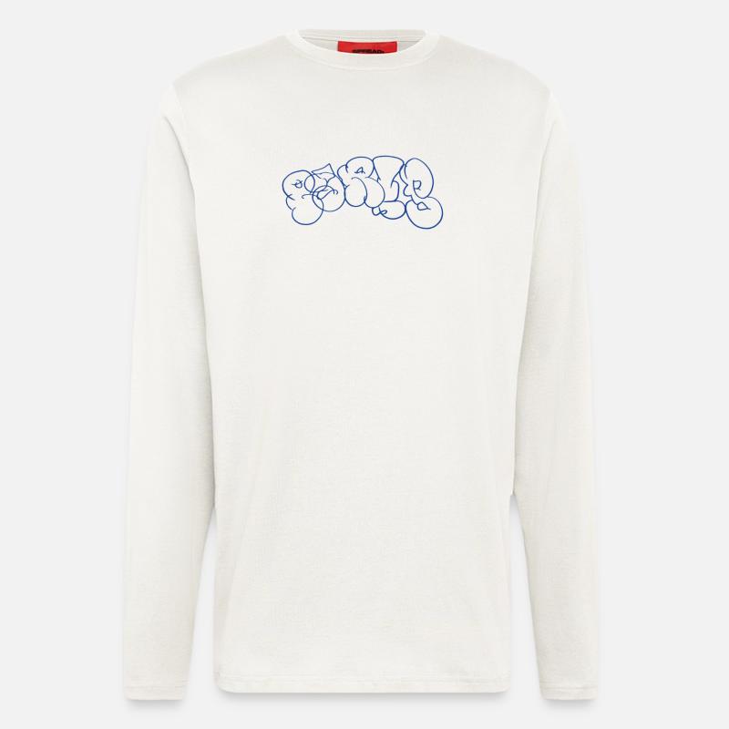 Blue graffiti lettering in Paris style - Longsleeve - made by SPREAD  - OFF WHITE