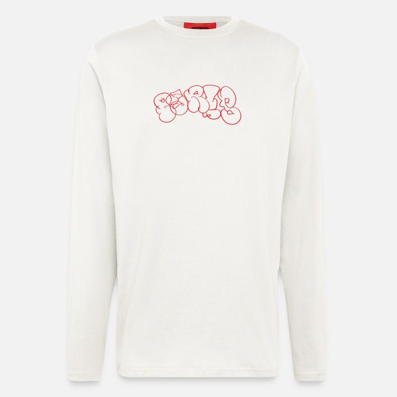 Roter Graffiti Bubble Paris Schriftzug - Langarmshirt - made by SPREAD  - OFF WHITE