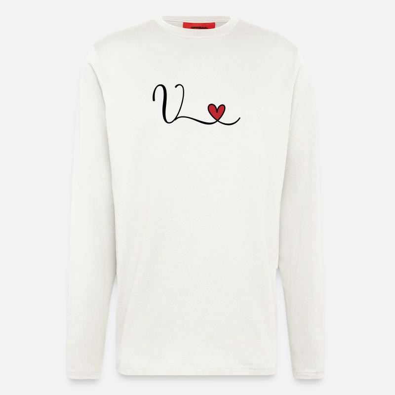 Letter V Monogram Initial Heart - Longsleeve - made by SPREAD - OFF WHITE