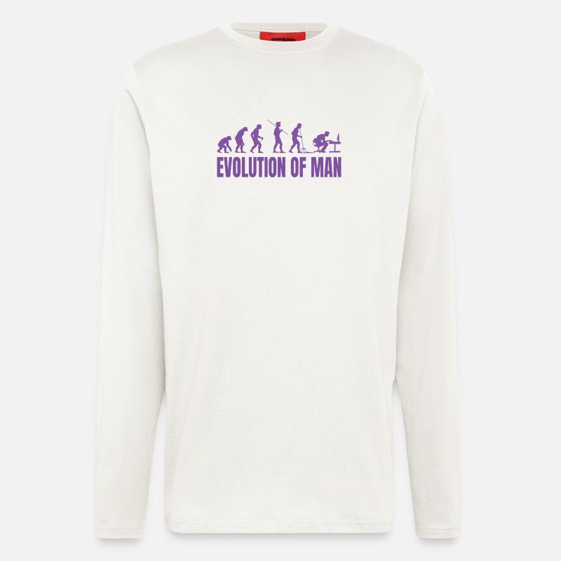 Programmeur Computer Freak Evolution Rétro - Manches longues bio décontracté fabriqué en UE - OFF WHITE