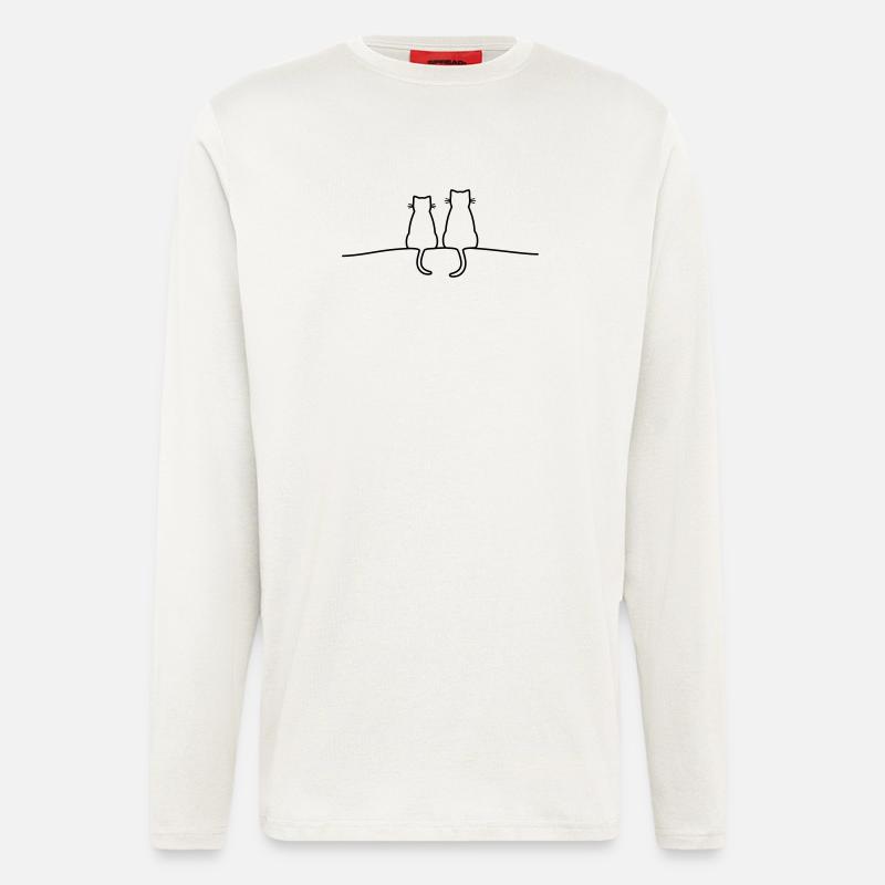 Katzen Silhouette Pärchen Geschenkidee - Langarmshirt - made by SPREAD  - OFF WHITE