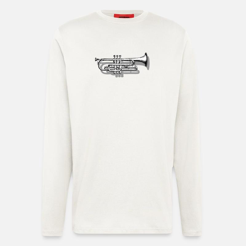 Trompete mit Schatten - Langarmshirt - made by SPREAD  - OFF WHITE