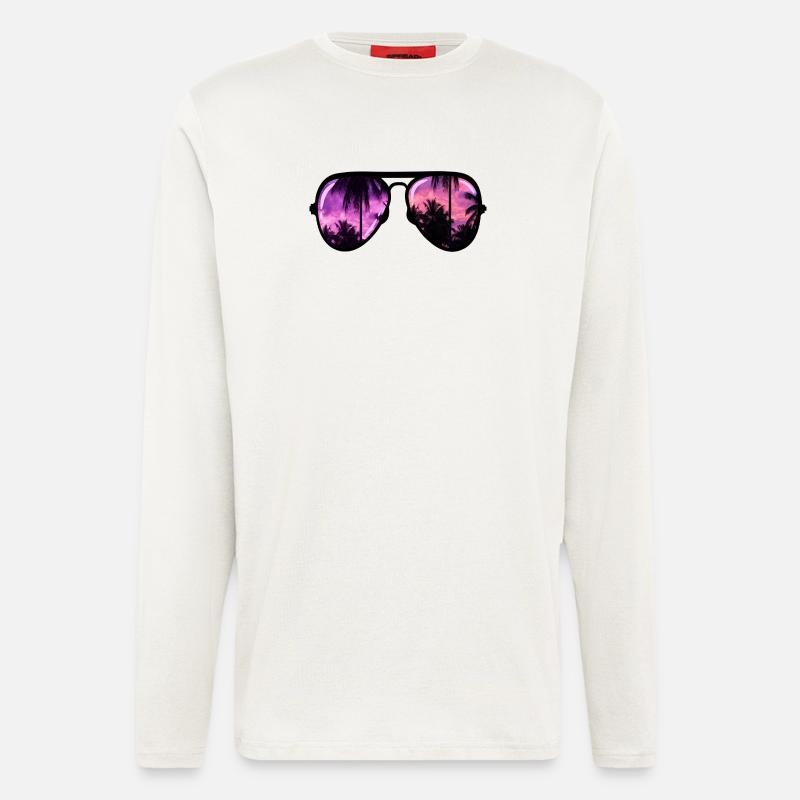 coole Sonnenbrille mit Palme - Langarmshirt - made by SPREAD - OFF WHITE