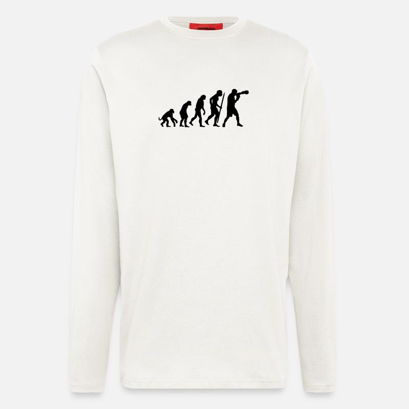 Evolution de la boxe - Manches longues bio décontracté fabriqué en UE - OFF WHITE
