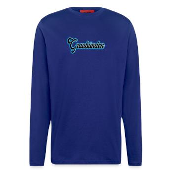 Écriture des Grisons avec contour bleu - Manches longues bio décontracté fabriqué en UE - OFF WHITE - Devant