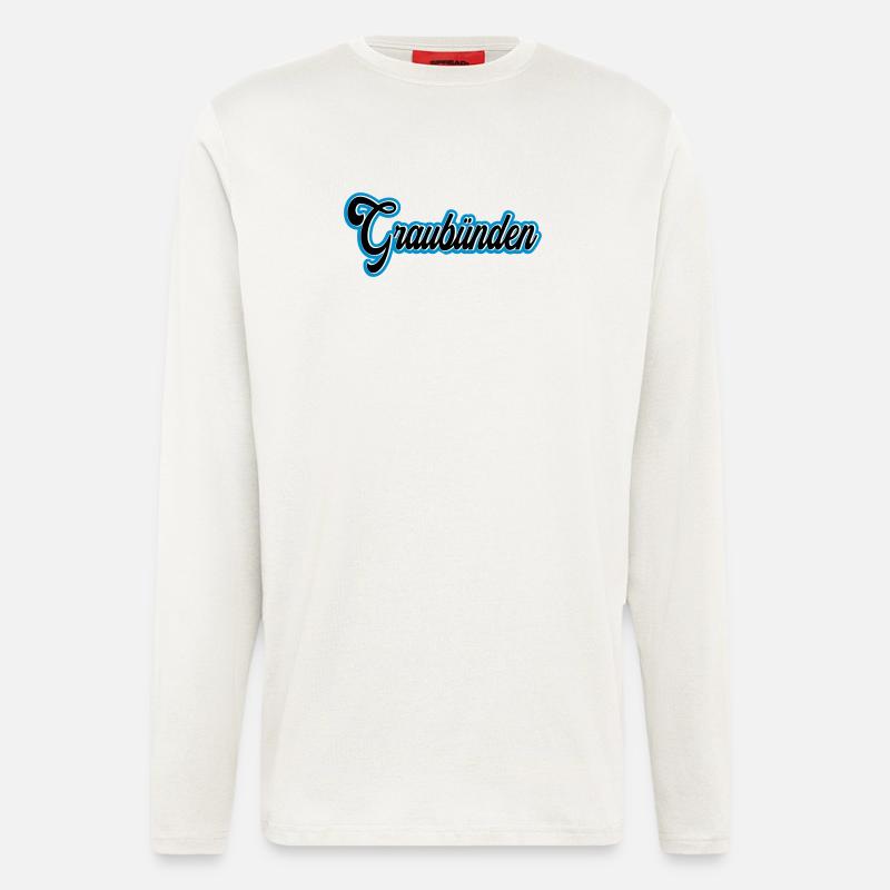 Graubünden Script with Blue Outline - Longsleeve - made by SPREAD  - OFF WHITE
