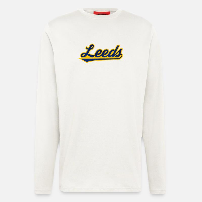 Leeds Script Logo Blau Gelb - Langarmshirt - made by SPREAD - OFF WHITE