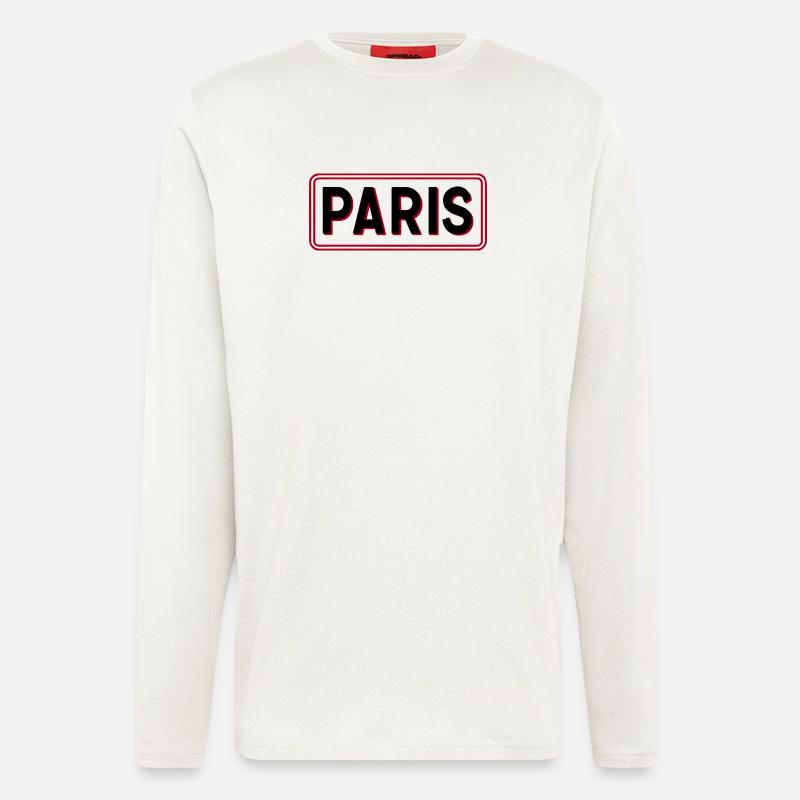 Pariser Red-Frame-Typografie - Langarmshirt - made by SPREAD  - OFF WHITE