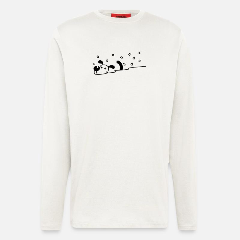 Niedlicher Hund im Schnee - Langarmshirt - made by SPREAD - OFF WHITE