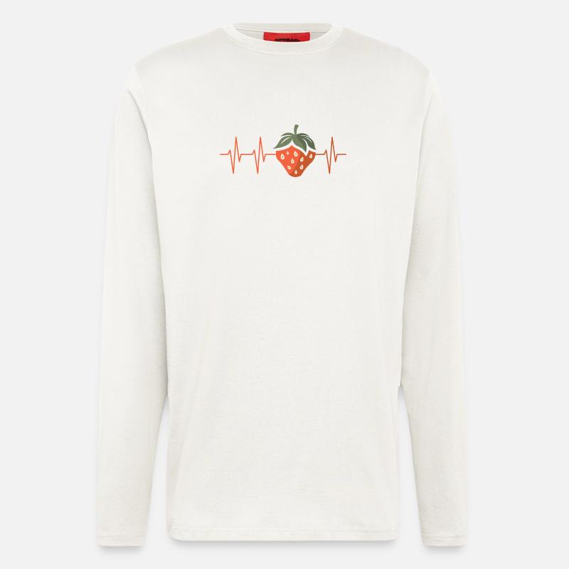 Erdbeere mit Herzschlag im Comic Stil - Langarmshirt - made by SPREAD  - OFF WHITE