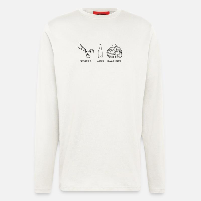 Schere, Wein, paar Bier spielen - Langarmshirt - made by SPREAD  - OFF WHITE