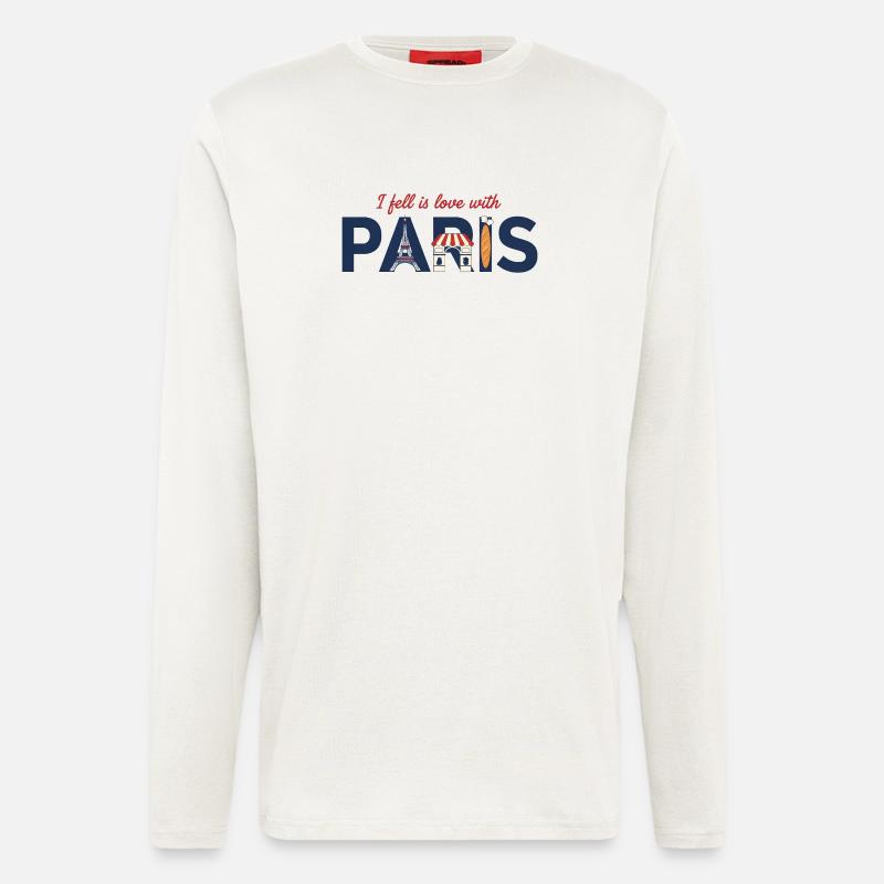 Paris Liebe – Eiffelturm & Baguette Design - Langarmshirt - made by SPREAD  - OFF WHITE