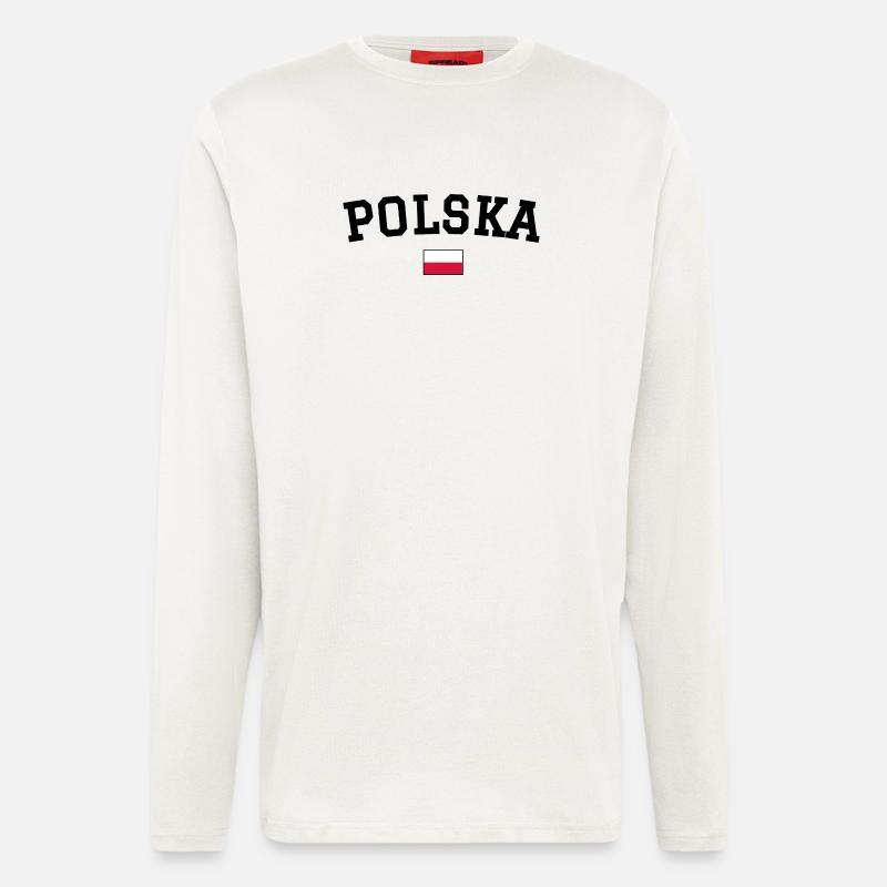 Polen Flagge Design Schwarz - Langarmshirt - made by SPREAD - OFF WHITE