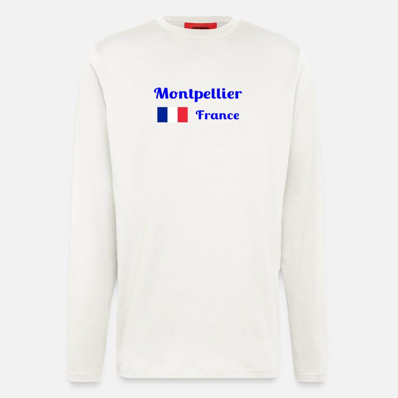 Montpellier, Frankreich - Stilvolle Drucke - Langarmshirt - made by SPREAD  - OFF WHITE