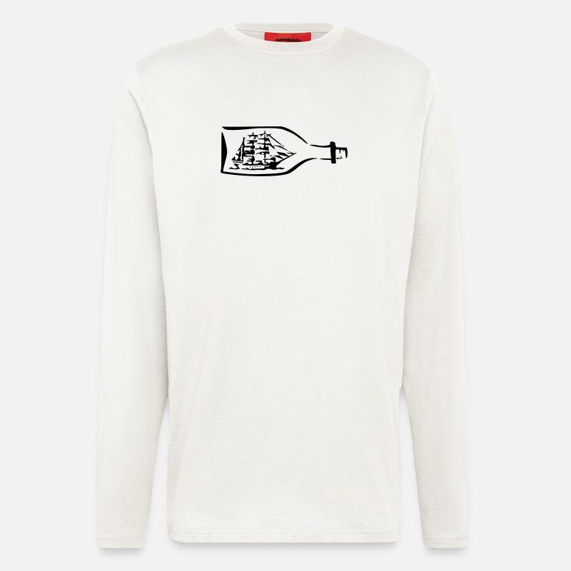 Schiff Flaschenschiff Seefahrt - Langarmshirt - made by SPREAD  - OFF WHITE