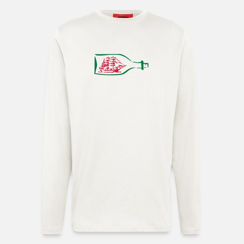 Schiff Flaschenschiff Geschenk - Langarmshirt - made by SPREAD  - OFF WHITE
