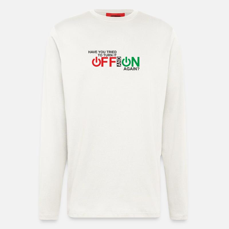 Lebendiges Design der Ein-/Aus-Taste - Langarmshirt - made by SPREAD  - OFF WHITE