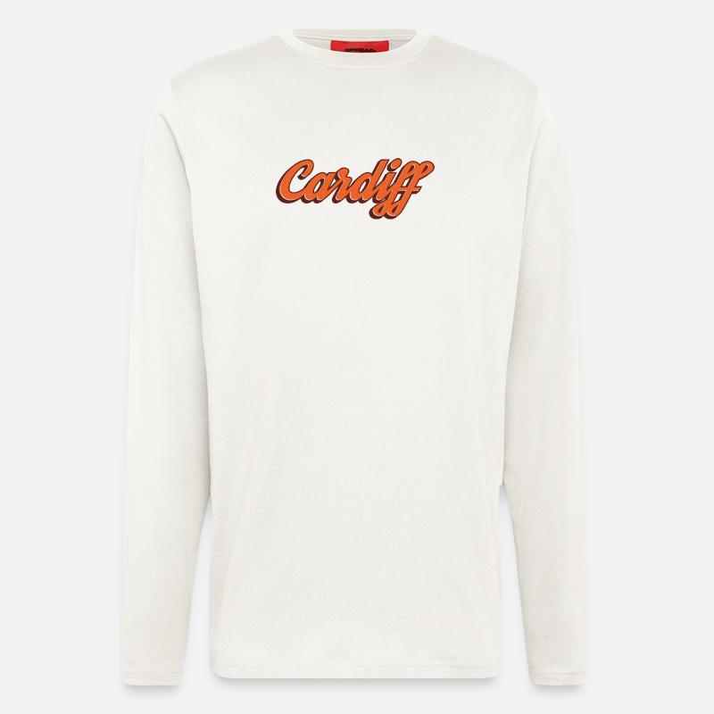 Cardiff Script Orange - Langarmshirt - made by SPREAD  - OFF WHITE