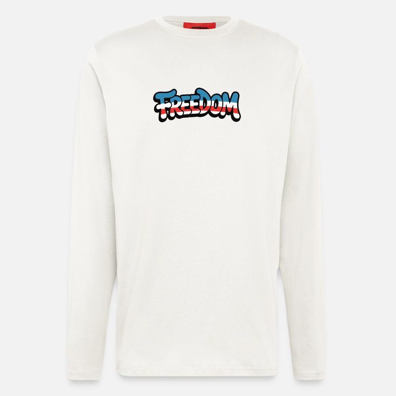 Freedom Typografie Statement Design - Langarmshirt - made by SPREAD - OFF WHITE