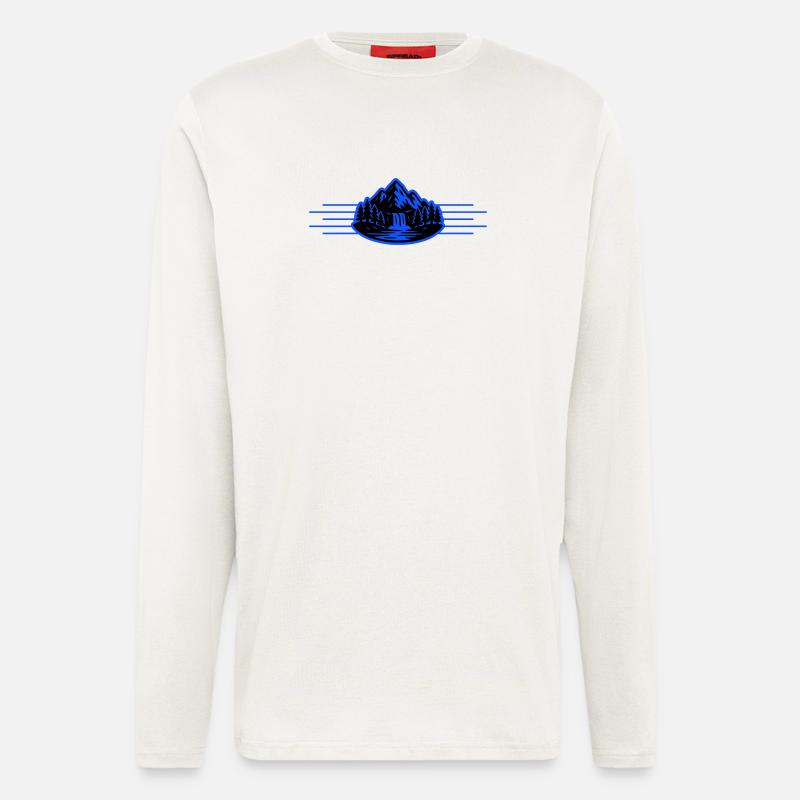 Berge Landschaft Wald Wasserfall - Langarmshirt - made by SPREAD  - OFF WHITE
