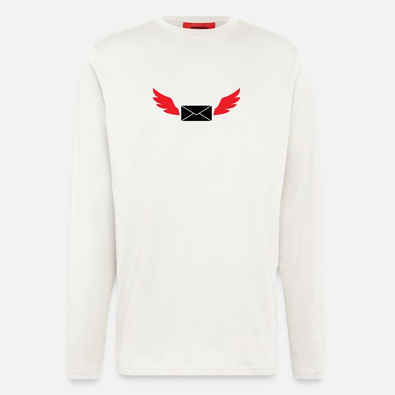 Express-Umschlag mit Flügelpost - Langarmshirt - made by SPREAD  - OFF WHITE