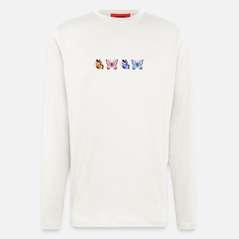 Bunte Schmetterlinge Quartet - Langarmshirt - made by SPREAD - OFF WHITE
