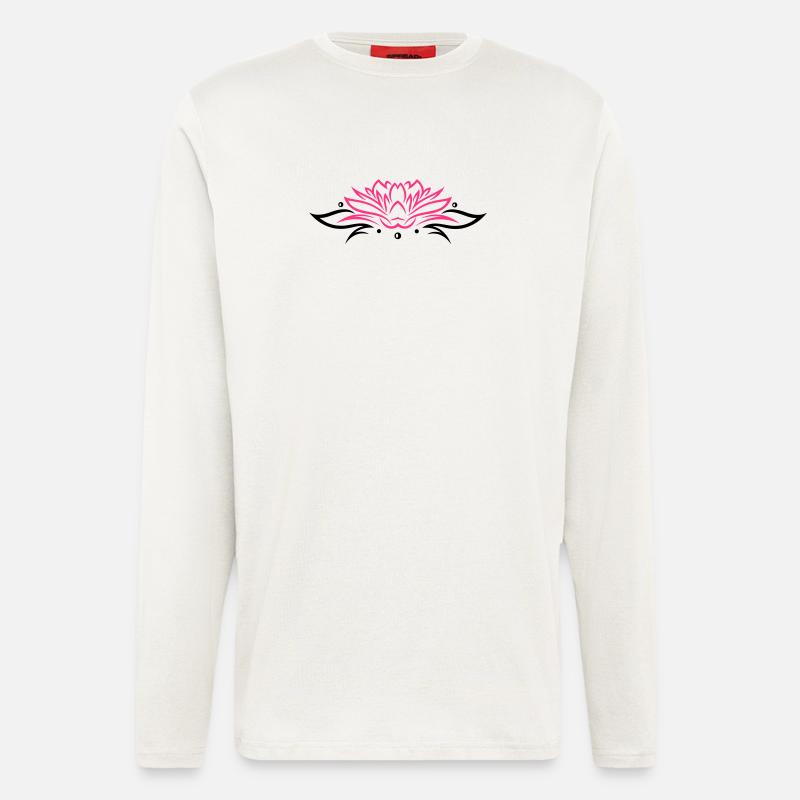 Large lotus flower with small tribal. - Longsleeve - made by SPREAD  - OFF WHITE