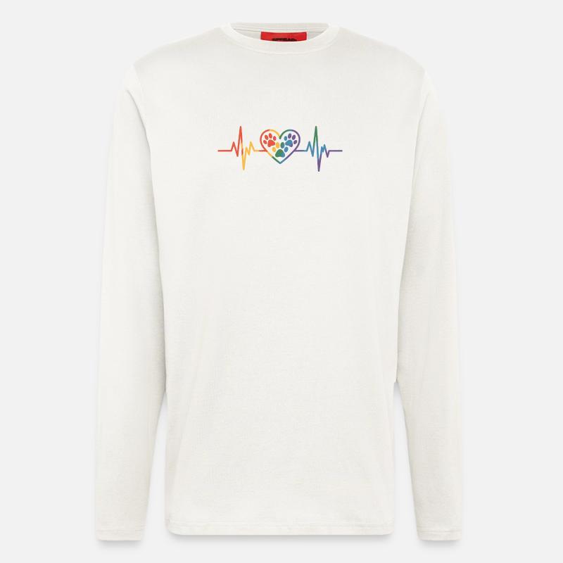 Bunter Herzschlag mit Hundepfote - Langarmshirt - made by SPREAD  - OFF WHITE