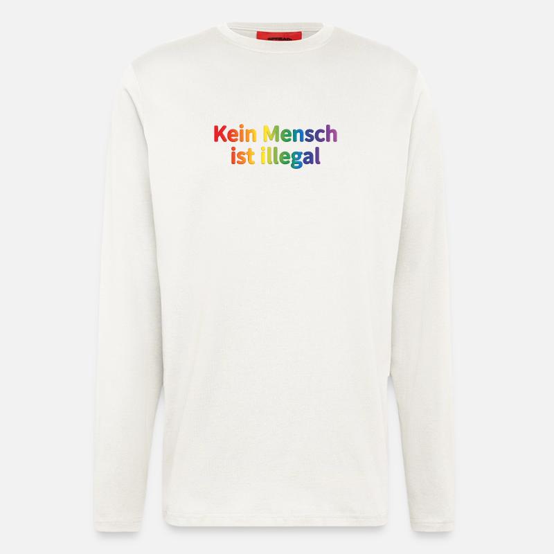 Kein Mensch ist illegal Regenbogen - Langarmshirt - made by SPREAD  - OFF WHITE