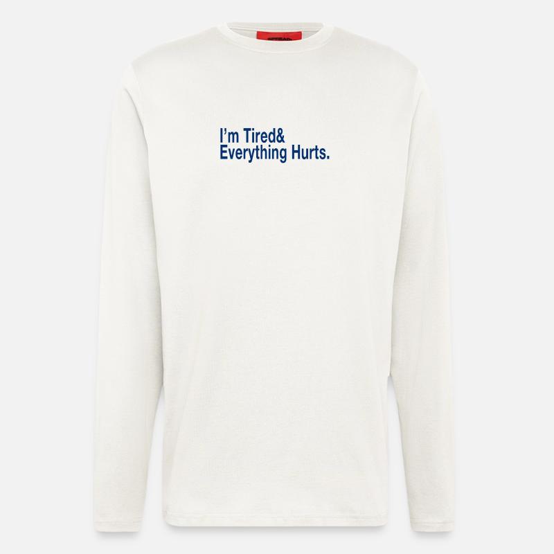 Relatable Fatigue Quote in Deep Blue - Longsleeve - made by SPREAD  - OFF WHITE