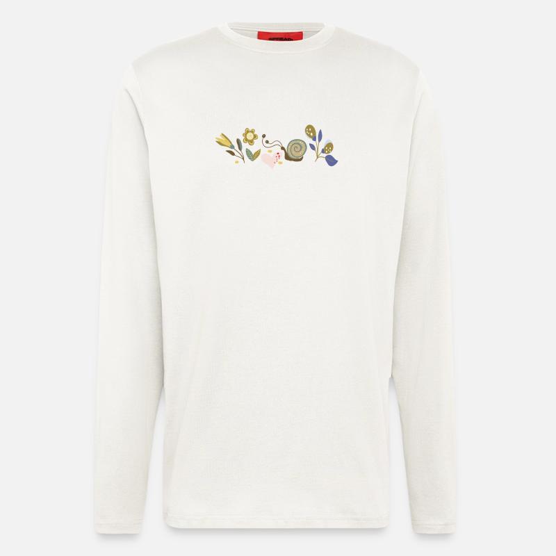 Blumen mit Schnecke - Langarmshirt - made by SPREAD  - OFF WHITE
