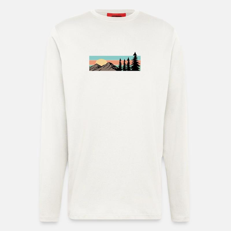 Camping Wald Berg Retro  - Langarmshirt - made by SPREAD  - OFF WHITE