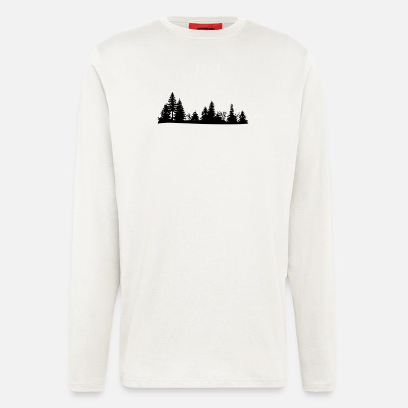 Schwarze Silhouette eines Waldes - Langarmshirt - made by SPREAD  - OFF WHITE