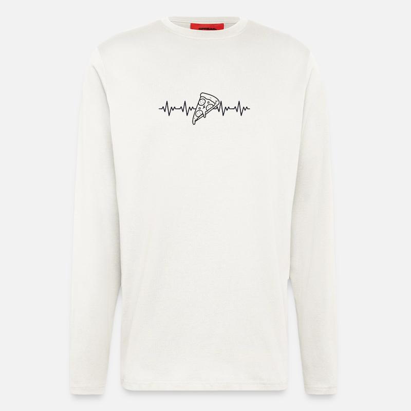 Pizzastück Pizzabäcker Pizza EKG Herzschlag - Langarmshirt - made by SPREAD - OFF WHITE