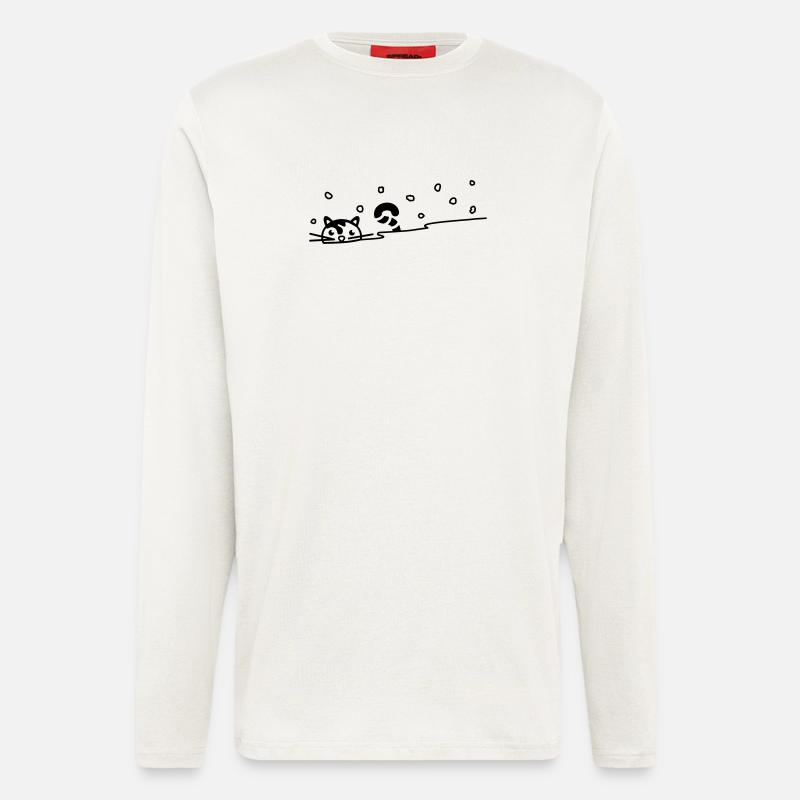 Cute cat in the snow - Longsleeve - made by SPREAD  - OFF WHITE
