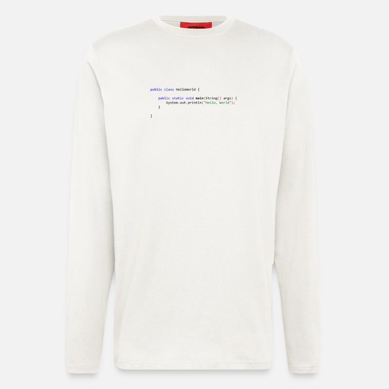 Bonjour tout le monde en Java - Manches longues bio décontracté fabriqué en UE - OFF WHITE