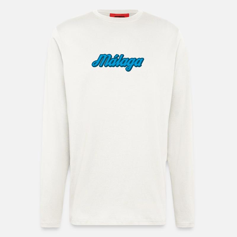 Málaga Coastal Script Blue - Longsleeve - made by SPREAD  - OFF WHITE