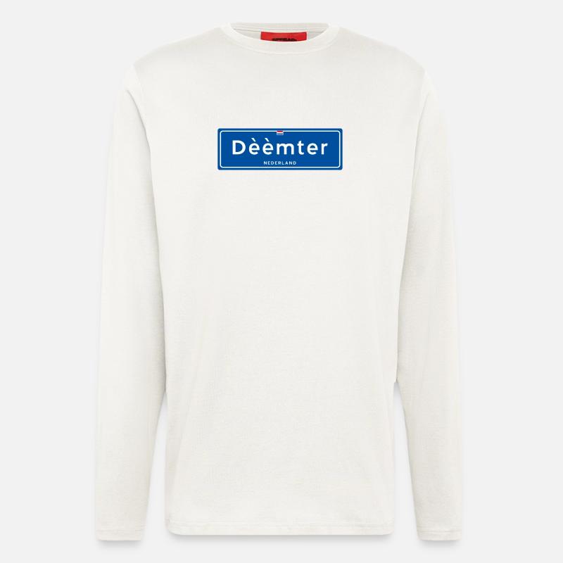 Ortsschild Dèèmter (Deventer) - Langarmshirt - made by SPREAD  - OFF WHITE