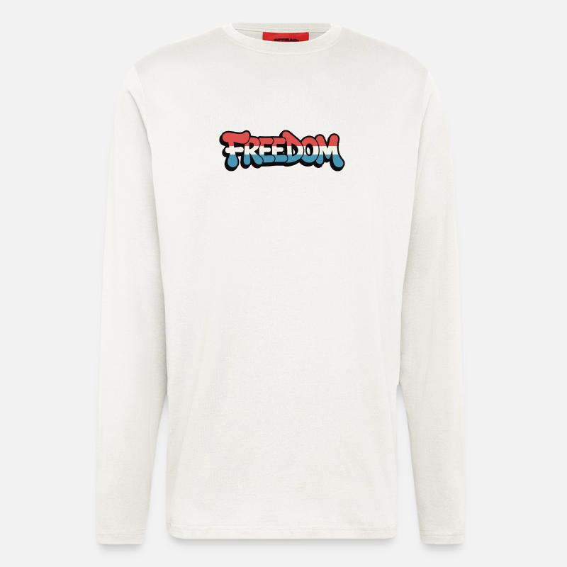Freedom Typografie Statement Design - Langarmshirt - made by SPREAD  - OFF WHITE